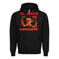 Black el amor se comparte with churros Zipper Hoodie - AdoDesignShop