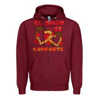 Burgundy el amor se comparte with churros Zipper Hoodie - AdoDesignShop