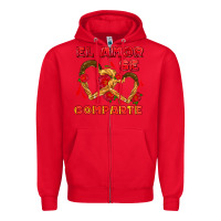 Red el amor se comparte with churros Zipper Hoodie - AdoDesignShop