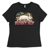 Black Do the Bunny hop Easter Day Ladies Tee - HowdyJamesFarm