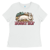 White Do the Bunny hop Easter Day Ladies Tee - HowdyJamesFarm