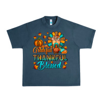 Midnight Navy Grateful Thankful Blessed Thanksgiving Cold Drink Urban Heavy Tee - FaDigitalArtStudio