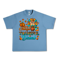 Pebble Blue Grateful Thankful Blessed Thanksgiving Cold Drink Urban Heavy Tee - FaDigitalArtStudio