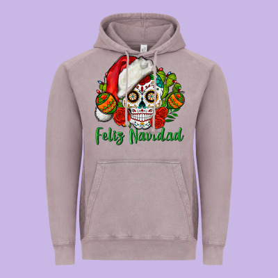 Feliz Navidad Skull Vintage Hoodie Designed By Bundleandbundleshop