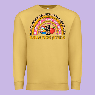 Back To School Rainbow Hello First Grade Premium Sweatshirt Designed By Adodesignshop