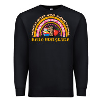 Black back to school rainbow hello first grade Premium Sweatshirt - AdoDesignShop