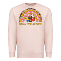Pale Pink back to school rainbow hello first grade Premium Sweatshirt - AdoDesignShop