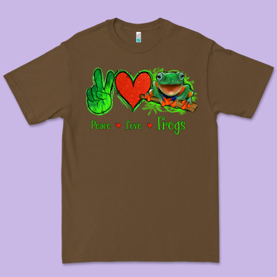 Peace Love Frogs Premium Tee Designed By Jasminsmagicworld