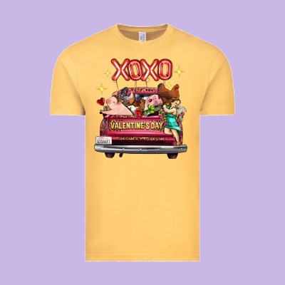 Valentine's Day Truck Farm Animals Cupid Xoxo Vintage Tee Designed By Fadigitalartstudio