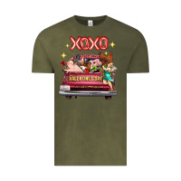 Vintage Olive Valentine's Day Truck Farm Animals Cupid XOXO Vintage Tee - FaDigitalArtStudio