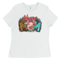 White Show mom pig Ladies Tee - CowGirlArtShop