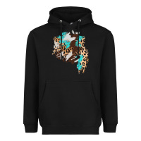 Black cowhide leopard turquoise patch Heavyweight Hoodie - AdoDesignShop