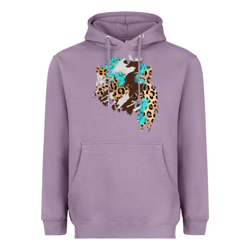 Cowhide Leopard Turquoise Patch Heavyweight Hoodie by AdoDesignShop | Teevron