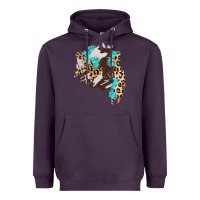 Plum cowhide leopard turquoise patch Heavyweight Hoodie - AdoDesignShop