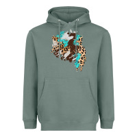 Sage cowhide leopard turquoise patch Heavyweight Hoodie - AdoDesignShop