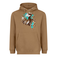Toasted Coconut cowhide leopard turquoise patch Heavyweight Hoodie - AdoDesignShop