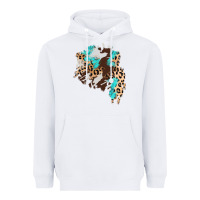 White cowhide leopard turquoise patch Heavyweight Hoodie - AdoDesignShop