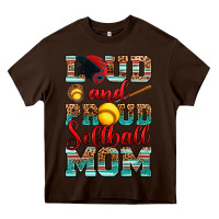 Chocolate Brown loud and proud softball mom Heavy Core Tee - RanaPortraitStore