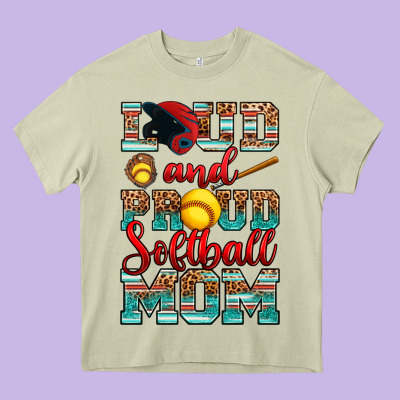 Loud And Proud Softball Mom Heavy Core Tee Designed By Ranaportraitstore