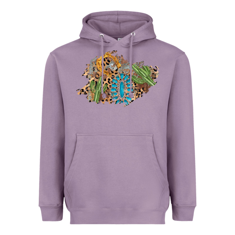 Horseshoe Leopard Gemstone Cactus Patch Heavyweight Hoodie by AdoDesignShop | Teevron