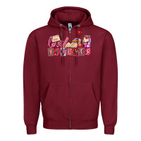 Burgundy valentines day teacher Zipper Hoodie - AdoDesignShop
