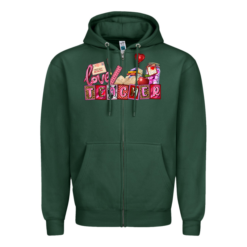 Valentines Day Teacher Zipper Hoodie by AdoDesignShop | Teevron