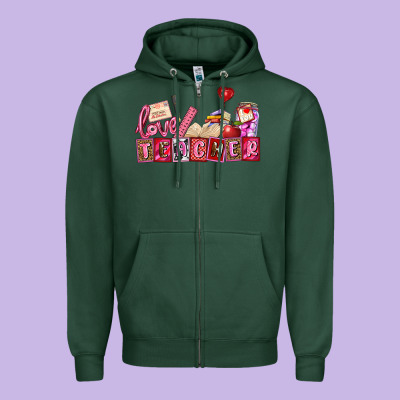 Valentines Day Teacher Zipper Hoodie Designed By Adodesignshop