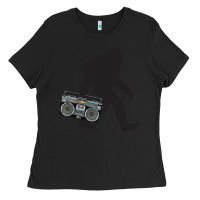 Black bigfoot beatbox boom box retro   bigfoot boom box Ladies Tee - DesigneFamous