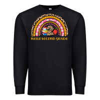Black back to school rainbow hello second grade Premium Sweatshirt - AdoDesignShop