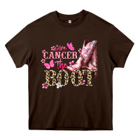 Chocolate Brown Give Cancer the boot Cancer Awareness Heavy Core Tee - HowdyJamesFarm