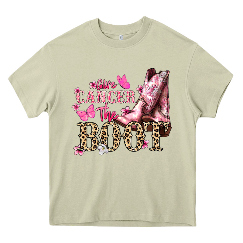 Give Cancer The Boot Cancer Awareness Heavy Core Tee by HowdyJamesFarm | Teevron