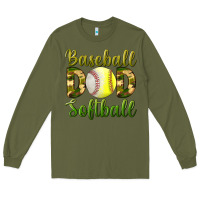 Army Green Baseball Dad Softball Long Sleeve Tee - BundleAndBundleShop