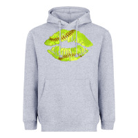 Heather Grey softball lips Heavyweight Hoodie - AdoDesignShop