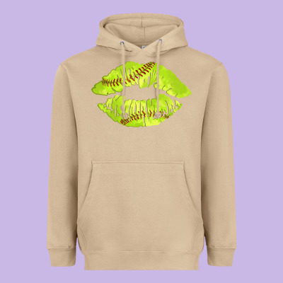 Softball Lips Heavyweight Hoodie Designed By Adodesignshop