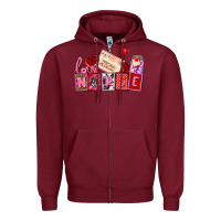Burgundy valentines day nurse Zipper Hoodie - AdoDesignShop