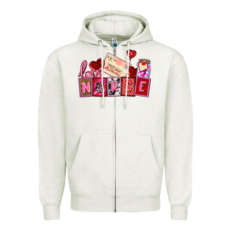 Valentines Day Nurse Zipper Hoodie by AdoDesignShop | Teevron