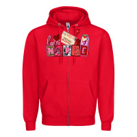Red valentines day nurse Zipper Hoodie - AdoDesignShop