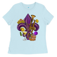 Baby Blue Fleur de lis Mardi Gras Ladies Tee - HowdyJamesFarm