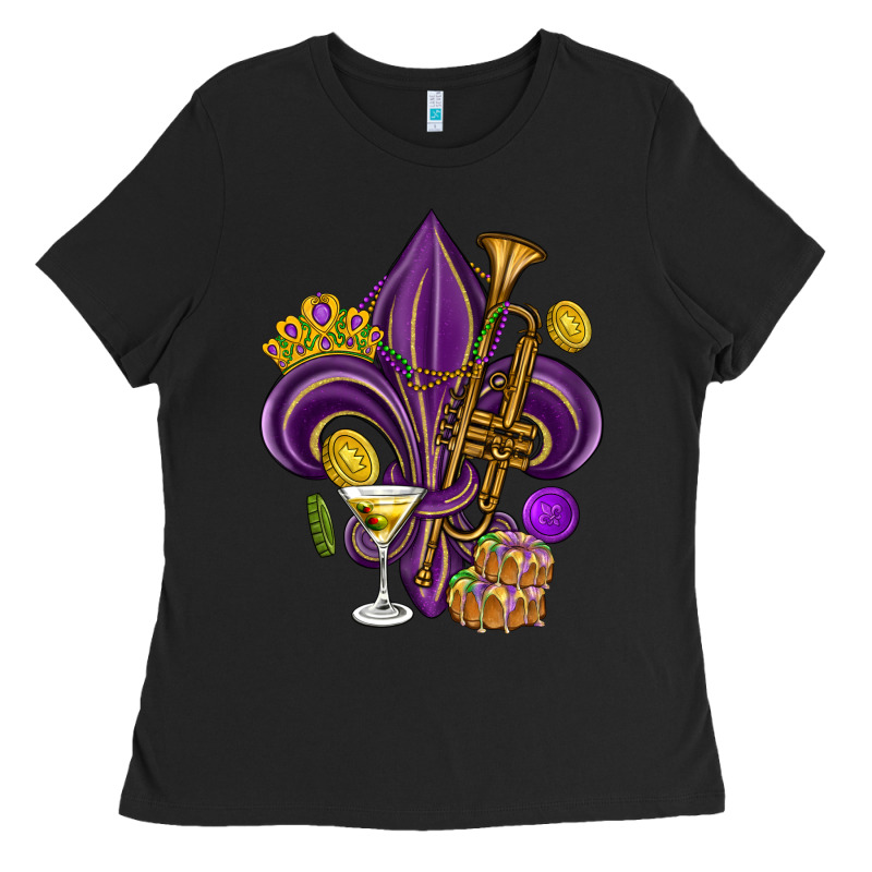 Fleur De Lis Mardi Gras Ladies Tee by HowdyJamesFarm | Teevron