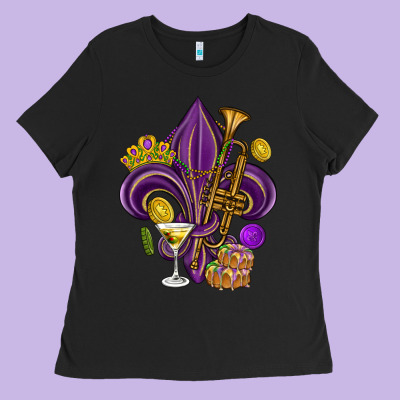Fleur De Lis Mardi Gras Ladies Tee Designed By Howdyjamesfarm