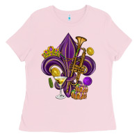 Bubblegum Pink Fleur de lis Mardi Gras Ladies Tee - HowdyJamesFarm