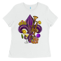 White Fleur de lis Mardi Gras Ladies Tee - HowdyJamesFarm