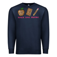 Navy teach love inspire leopard Premium Sweatshirt - AdoDesignShop