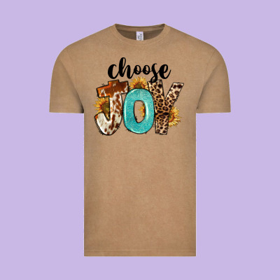 Western Choose Joy Vintage Tee Designed By Fadigitalartstudio