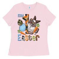Bubblegum Pink My first Easter Boy Easter Day Ladies Tee - HowdyJamesFarm