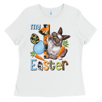 White My first Easter Boy Easter Day Ladies Tee - HowdyJamesFarm