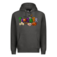 Charcoal Heather halloween teacher Premium Hoodie - LillyAllenDesigns