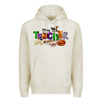 Oatmeal Heather halloween teacher Premium Hoodie - LillyAllenDesigns