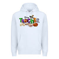 White halloween teacher Premium Hoodie - LillyAllenDesigns