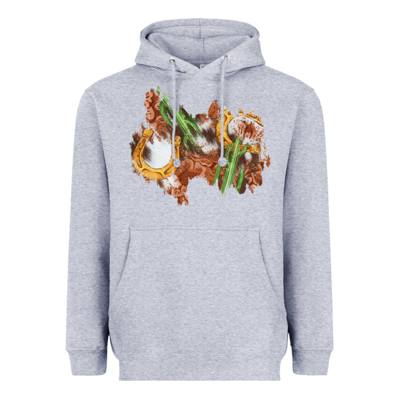 Horseshoe Cowhide Cactus Patch Heavyweight Hoodie by AdoDesignShop | Teevron